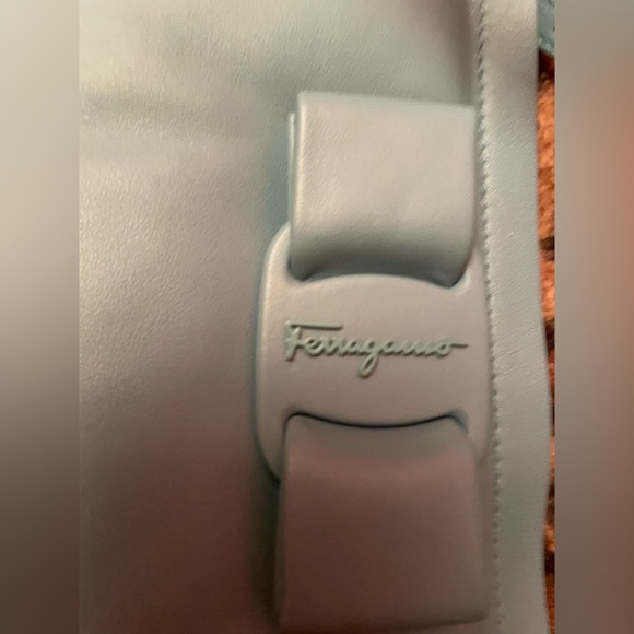 Powder Blue Ferragamo Leather Shoulder and Clutch Bag with adjustable strap. - Picture 2 of 7
